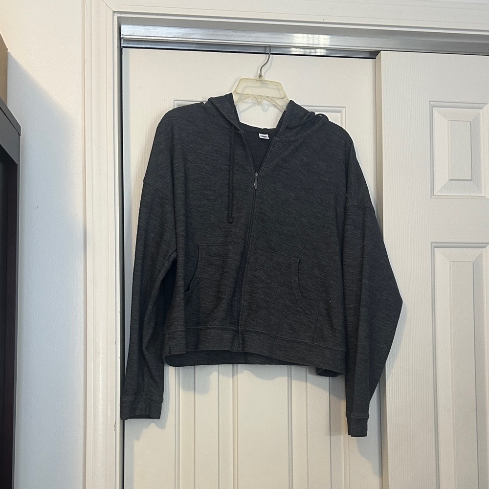 Old Navy Dark Charcoal Gray Zip-Up Hooded Sweatshirt